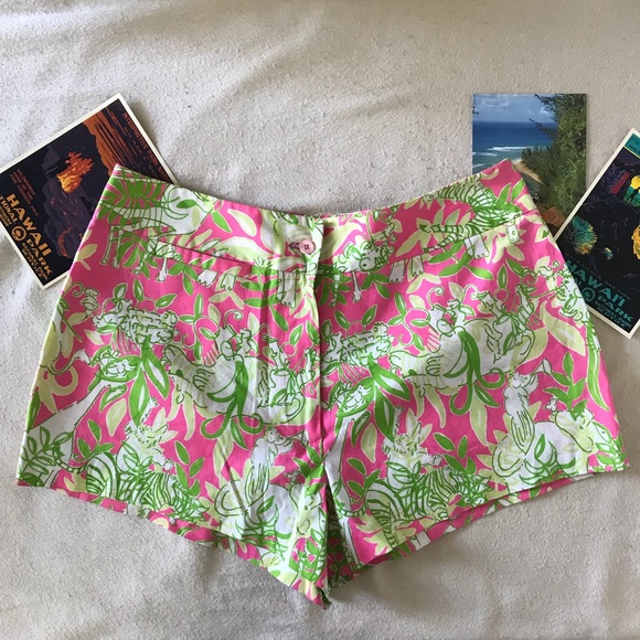 Lilly Pulitzer Pink and Green Floral Shorts - Picture 1 of 4